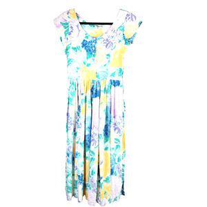 Rene Derhy PARIS VTG Womens Medium Floral COTTAGECORE Dress Feminine Midi‎